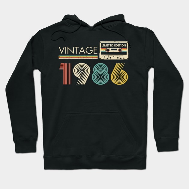 37th Birthday Vintage 1986 Limited Edition Cassette Tape Hoodie by Brodrick Arlette Store